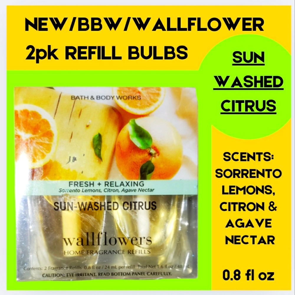 🔥SUN WASHED CITRUS WALLFLOWER 2PK REFILL BULBS